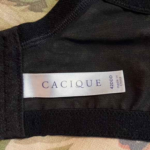CACIQUE Size 42DDD Black Lace Nude Illusion Pad Bra PushUp Underwire SEXY $58NEW - Picture 11 of 12